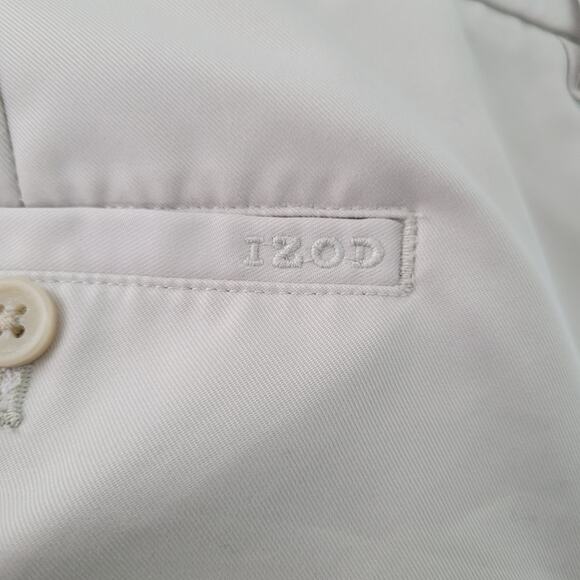 Izod Men’s Preppy Beige Flat Front Classic Chino Shorts Pockets Size 44 - Picture 6 of 8